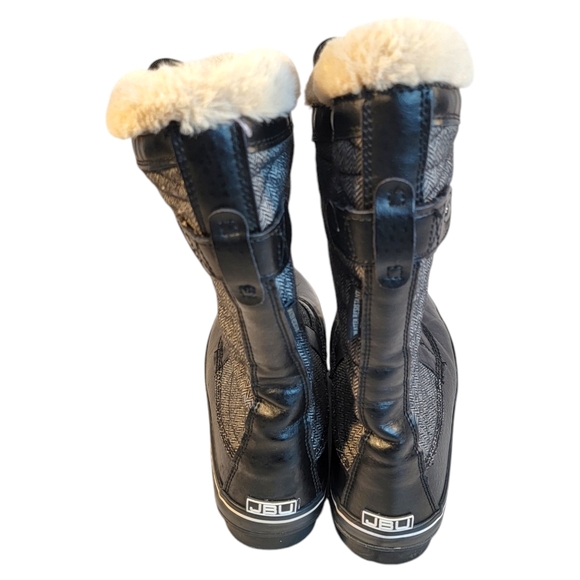 JBU by Jambu Black Herringbone Lorna Encore Faux Fur Tall Lace Up Snow Boot 6.5 - Picture 4 of 10